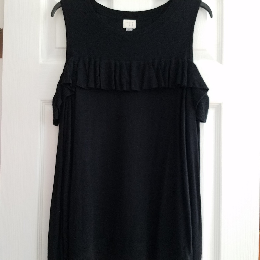 Black cold shoulder sweater